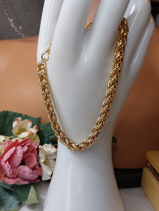 Jewelry - Gold Plated Basket Weave Bracelet Or Ankle Bravelet Mens Womans